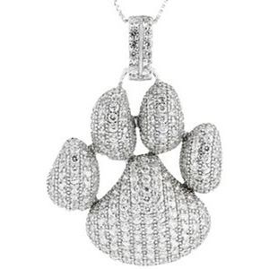 Genuine White Zircon 4.76cttw 925 Paw Pendant